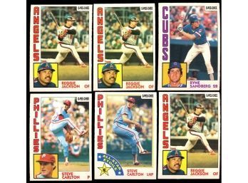Lot Of 6 ~ 1984 O-pee-chee Baseball Reggie Jackson / Steve Carlton / Ryan Sandberg