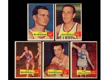 1957 Topps Basketball ~ Lot Of 5 McMahon / Houbregs / Marshall  Harrison  Gallatin