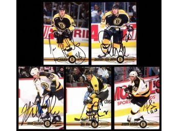 Lot Of 5 Autographed 2001 Pacific Boston Bruins