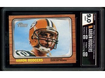 2005 TOPPS HERITAGE SHORT PRINT # 344 AARON RODGERS ROOKIE CARD HGA 9 MINT
