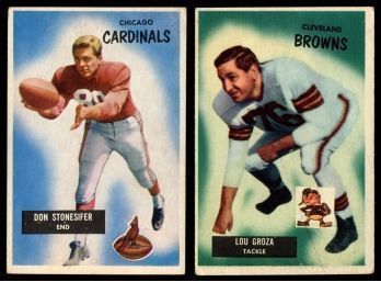 Pair Of 1955 Bowman Football  #37 Lou Groza / #9 Don Stonesifer