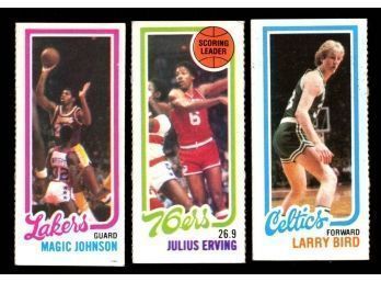 1980 Topps Basketball Larry Bird / Magic Johnson / Julius Erving Rookie Segments