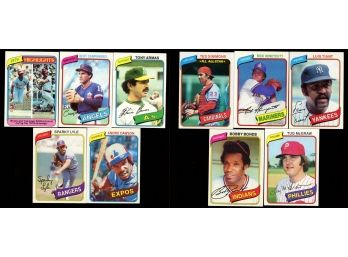1980 Topps Baseball Lot Of 10