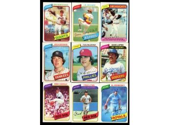 1980 Topps Baseball Lot Of 9