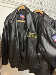 Men's Black Leather Jacket Coat Lot Size XL