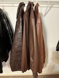 Men's Brown Leather Jacket Coat Lot Size XL