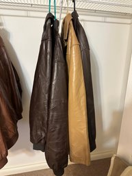 Men's Brown Tan Leather Jacket Coat Lot Size XL