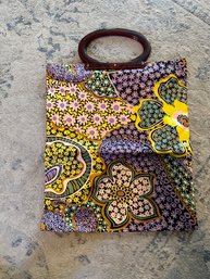Bag Floral Vintage With Plastic Handles