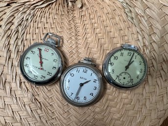 Stopwatch Pocket Watch Lot Of Three Pieces