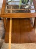 Stunning Mid Century Walnut Wood, Glass & Brass  Two Tier Side Table #1