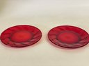 Two Ruby Red Plates About 9 Inches