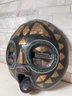 Fantastic Vintage Carved Ghana  Mask With Intricate Beadwork And Brass Inlay.