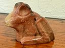 Carved Stone Frog Pipe Rust Colored