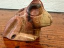Carved Stone Frog Pipe Rust Colored