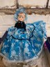 Vintage Ginny Doll In Fancy Blue Dress In Original Vogue Doll Box ( Box Is In Rough Shape)