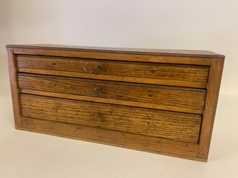 Vintage Wood 3 Drawer Storage Box