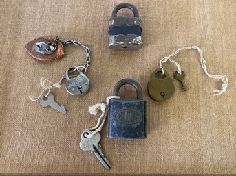 4 Very Cool Old Locks, 3 With Keys