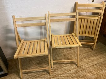 Newer Set Of Four Folding Wooden Chairs