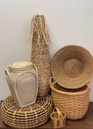 Basket Ensemble Of Large Small And Unique Woven Baskets!