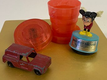 Vintage Little Trio Of Travel Toys Including A Stanhome Collapsable Cup