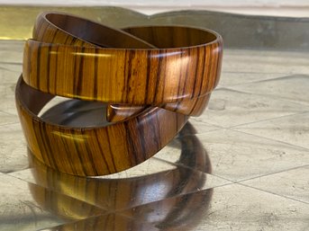 Amazing Bentwood Freeform Striped Wood Designer Bangle Bracelet