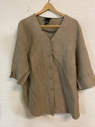 Womens Xl Linen Blend 3/4 Sleeve Shirt