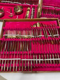 Thailand Siam Brass And Teak (Rosewood) Flatware Service Set In Orig Wood Box
