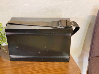 Old Metal Large Tool Box With Carry Strap