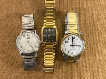 Two Timex And A Gold Tone Baylor Quartz Watches