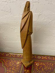 Vintage Carved Wooden Statue Of Woman In Veil About 12 Inches Tall