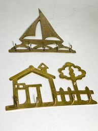Two Brass Key Holders Ship And Home