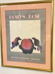 Textured Roslyn Rose Gallery Poster In Brass Frame Under Glass