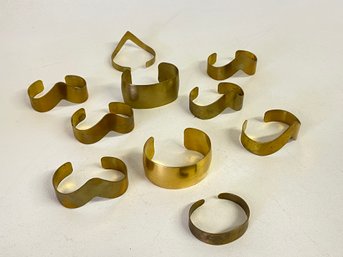 Ten Misc Shaped Brass Tone Bracelets Rough Cut