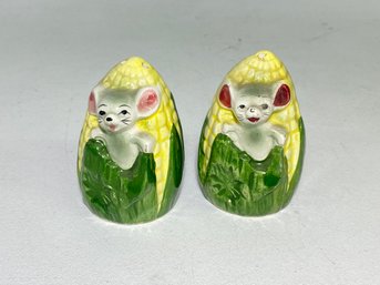 Sweet Corn And Mouse Salt And Pepper Shakers