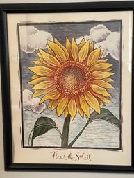Lovely Matted And Framed Sunflower Picture 'Fleur De Soleil'