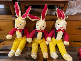 Three Vintage Plush Bunnies About 27 Inches Tall