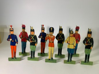 Nine Assorted Vintage Cardboard Soldiers Fun Holiday Decore