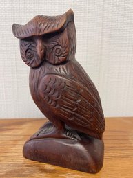 Vintage Rustic Hand Carved Owl,  9.5 High