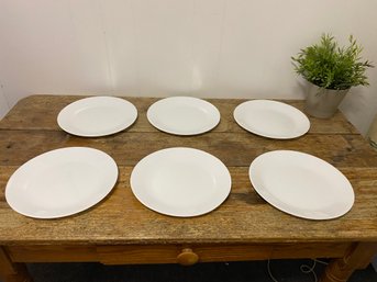 Six Classic White Corelle 10 Inch Plates #2 Group