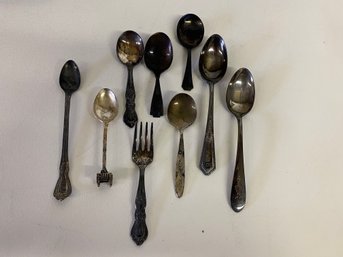 Group Of Mostly Silver Plated Little Spoons And One Fork