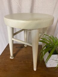 Round Vintage Footstool With Enamel Paint