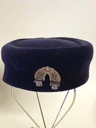 Vintage Pill Hat With Contemporary Ayla Bar Pin