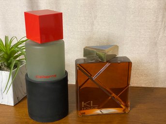 Two Xtra Large Perfume Factice Claiborne And KL Homme