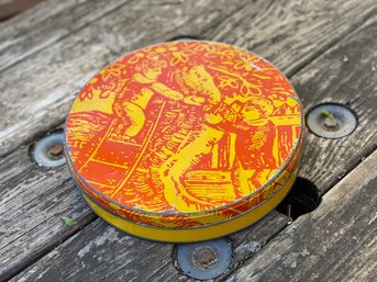 Colorful Fun Biscuit Or Cookie Tin 10 Inch Diameter