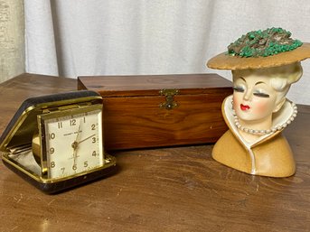 Vintage Trio Including Phinney Walker 8 Day Travel Clock