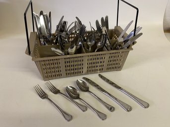 Very Nice Stainless Silverware In Caddy