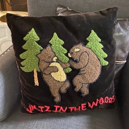 Velvet Waltz In The Woods Bear Pillow
