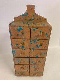 Tall Wood Painted 10 Drawer Cabinet