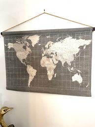 Awesome Gray Canvas World Map Wall Art