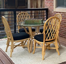 Gorgeous Rattan Bamboo Table Set With Padded Chairs